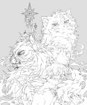  animal cat grey_background greyscale monochrome no_humans ravenpaw star_(symbol) tears tigerstar warrior_cats white_fur wxlfpatch 