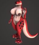  anthro big_breasts breasts claws delbi3d digital_media_(artwork) dinosaur extinct fangs female genitals hi_res nipples nude pupils pussy red_body red_sclera reptile scalie simple_background slit_pupils solo solo_focus teeth theropod tyrannosaurid tyrannosaurus tyrannosaurus_rex yellow_eyes 