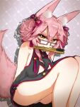  angry animal_humanoid asian_clothing big_breasts bite breasts canid canid_humanoid canine canine_humanoid chinese_clothing clothing cross-popping_vein east_asian_clothing eyewear fangs fate_(series) female fluffy fluffy_ears fluffy_tail fox fox_humanoid glasses hair huge_breasts humanoid koyanskaya_(fate) mammal mammal_humanoid panties pink_hair short_hair simple_background solo tail teeth type-moon underwear yellow_eyes 