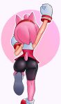  absurd_res accessory amy_rose anthro bike_shorts bottomwear butt clothing dress eulipotyphlan female footwear fur gloves hair_accessory hairband handwear hedgehog hi_res looking_away mammal palegarbo pink_body pink_fur raised_arm raised_leg rear_view sega shoes shorts solo sonic_the_hedgehog_(series) tight_bottomwear tight_clothing tight_shorts 