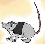  2023 brok_the_investigator clothed clothing feral fur grey_body grey_fur keeperaft kemono mammal murid murine raised_tail rat rodent simple_background solo squealers_chief tail 