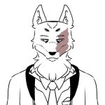  1:1 animal_humanoid anonymous_artist anthro archangel_0-2(rouge_company_pmc) burn_scar canid canid_humanoid canine canis clothed clothing contractor_jackal(rouge_company_pmc) coyote digital_media_(artwork) facial_scar fully_clothed hair half_body hoodie humanoid jacket looking_at_viewer male mammal mammal_humanoid marcus_&quot;jackal&quot;(rouge_company_pmc) military minimal_color necktie scar simple_background solo suit topwear white_background 