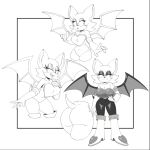  2020 anthro armwear bat boots breasts butt cleavage clothed clothing elbow_gloves female footwear gloves half-closed_eyes handwear mammal membrane_(anatomy) membranous_wings monochrome narrowed_eyes officialmossy open_mouth open_smile rouge_the_bat sega simple_background smile sonic_the_hedgehog_(series) wings 