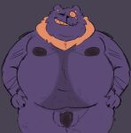  2023 anthro balls belly big_belly deltarune felid genitals hi_res male mammal moobs navel nipples overweight overweight_male penis purple_body seam_(deltarune) simple_background smut_leo solo undertale_(series) 
