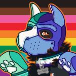  anthro canid canine canis clothing collar dragon hybrid icon lgbt_pride male mammal mlm_flag nathan_(itskipper) petplay pride_color_accessory pride_color_background pride_color_clothing pride_color_flag pride_colors puppyplay roleplay simple_background solo wolf 