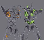  crossover eva_01 eva_02 evangelion_(mecha) henshin henshin_pose kamen_rider kamen_rider_1_(shin) kamen_rider_2_(shin) kin-san_(sasuraiga) mecha neon_genesis_evangelion no_humans parody rebuild_of_evangelion robot science_fiction shin_kamen_rider tokusatsu 