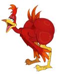  anthro ass_up avian banjo-kazooie bedroom_eyes bent_over big_butt bodily_fluids butt chubbachunks feathers female green_eyes hands_on_legs hi_res kazooie looking_at_viewer narrowed_eyes open_mouth rareware red_body red_feathers seductive shaking_butt solo sweat tail_feathers 