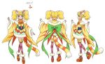  1girl animal_ears artist_request bare_shoulders blonde_hair concept_art cure_sparkle cure_sparkle_(partner_form) earrings eyelashes green_eyes hair_ornament happy healin&#039;_good_precure highres hiramitsu_hinata jewelry long_hair looking_at_viewer magical_girl precure reference_sheet smile solo source_request standing tail thighhighs thighs translation_request twintails 