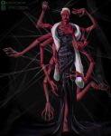  10_arms 2023 2d_(artwork) 8_eyes animal_humanoid annabelle_cane arachnid arachnid_humanoid arthropod arthropod_humanoid arthropod_webbing avatar_(tma) black_clothing chromatic_aberration clothed clothing digital_drawing_(artwork) digital_media_(artwork) dress entity_(tma) female full-length_portrait fully_clothed hair hi_res humanoid kingycrow multi_arm multi_eye multi_limb no_irises portrait red_body solo spider_humanoid spider_web the_magnus_archives watermark web_(tma) white_hair 