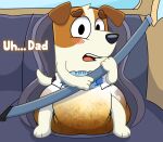  absurd_res anthro baltnwolf_(artist) bluey_(series) canid canine canis car diaper domestic_dog feces hi_res jack_(bluey) male male/male mammal messy_diaper pooping soiled_diaper soiling soiling_diaper solo tagme vehicle 