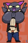  ahegao anal anal_penetration animal_crossing anthro big_penis bodily_fluids bottomwear bottomwear_down carrying carrying_another carrying_partner clothed clothed_sex clothing domestic_cat double_v_sign duo eye_roll felid feline felis female full_nelson genitals gesture human kiki_(animal_crossing) klutzatdusk looking_pleasured male male/female mammal nintendo pants pants_down partially_clothed penetration penis sex sweat tongue tongue_out v_sign villager_(animal_crossing) 