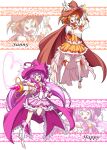  2girls :d absurdres adapted_costume alternate_costume blush boots bow cape character_name commentary_request cure_happy cure_sunny earrings eyelashes hair_ornament happy hat highres hino_akane_(smile_precure!) hoshizora_miyuki jewelry knee_boots kneehighs large_hat long_hair looking_at_viewer magical_girl matatabi_(karukan222) multiple_girls open_mouth orange_cape orange_eyes orange_hair orange_skirt pink_bow pink_cape pink_eyes pink_hair precure short_hair skirt smile smile_precure! socks staff standing thigh_boots thighhighs thighs twintails wand witch witch_hat 