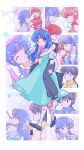  absurdres backpack bag barefoot blue_hair bow breasts closed_eyes couple en_0410 feet fuurinkan_high_school_uniform highres ranma_1/2 saotome_ranma school_uniform smile tendou_akane white_bow 