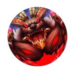  angry armor belphemon belphemon_rage_mode belphemon_x-antibody demon digimon energy glowing glowing_eyes highres horns looking_at_viewer muscular muscular_male open_mouth ponzeus red_eyes sharp_teeth teeth 