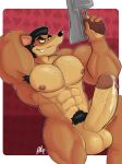  abe_waton abs activision anthro armpit_hair balls big_penis black_eyebrows black_hair black_pubes body_hair crash_bandicoot_(series) erection eyebrows genitals glans hair hi_res humanoid_genitalia humanoid_penis macropod male mammal marsupial muscular muscular_anthro muscular_male nipples pecs penis pinstripe_potoroo potoroo pubes solo teeth vein veiny_penis 