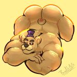  animatronic anthro bear beetleartz butt clothing five_nights_at_freddy&#039;s fredbear_(fnaf) hat headgear headwear hi_res looking_at_viewer machine male mammal muscular muscular_male robot scottgames simple_background solo 