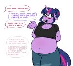  anthro anthrofied blush bodily_fluids equid equine eyewear friendship_is_magic glasses hair hair_bun hasbro horn mammal my_little_pony offscreen_character overweight purple_eyes purple_hair redxbacon simple_background sweat sweatdrop twilight_sparkle_(mlp) unicorn white_background 