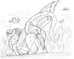  anus big_butt butt charbold dragon embarrassed feral forest genitals hi_res male penis plant pose sketch solo tail temeraire temeraire_(series) tree wings 