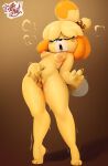  animal_crossing anthro blonde_hair bodily_fluids breasts canid canine canis coffekitten domestic_dog ejaculation female fingering fingering_self fur genital_fluids genitals hair hi_res isabelle_(animal_crossing) leaning leaning_back mammal masturbation nintendo nipples nude open_mouth pussy pussy_ejaculation pussy_juice pussy_juice_string shih_tzu solo standing sweat toy_dog vaginal vaginal_masturbation yellow_body yellow_fur 