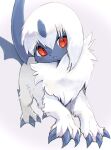  2023 absol ambiguous_gender black_nose blade blue_body blue_claws blue_fur blue_horn blue_tail blush chromatic_aberration claws colored cute_fangs dewclaw digital_media_(artwork) digitigrade fangs feral fluffy fluffy_chest forehead_gem front_view full-length_portrait fur generation_3_pokemon hi_res horn ineka kemono leg_tuft looking_at_viewer mammal monotone_tail multicolored_body multicolored_fur neck_tuft nintendo open_mouth pokemon pokemon_(species) portrait pupils quadruped red_eyes shaded sharp_claws simple_background slit_pupils solo standing tail tail_blade teeth toe_claws tuft two_tone_body two_tone_fur weapon_tail white_background white_body white_fur 