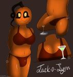  2023 absurd_res alcohol anthro artist_name beverage big_breasts big_penis bikini bikini_bottom bikini_top bodily_fluids bottomwear bra breast_rest breasts brown_sclera bulge clothed clothing cocktail_glass colored container cum cup demon_ascended_(artist) digital_drawing_(artwork) digital_media_(artwork) drinking_glass english_text erection food fruit genital_fluids genitals glass glass_container glass_cup glowing glowing_eyes gynomorph halloween hands_behind_back hi_res holidays humanoid intersex jack-o&#039;-lantern kneeling looking_at_viewer navel not_furry orange_body orange_skin panties penile penis plant portrait pumpkin red_clothing shaded signature simple_background smile solo swimwear text three-quarter_portrait topwear toxic_love_nsfw_(artist) trans_(lore) trans_woman_(lore) underwear url vines watermark yellow_eyes 
