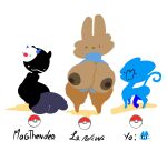  anthro balls big_breasts big_penis breasts canid canine demon domestic_cat felid feline felis female floor fox gatofashado genitals group hi_res huge_breasts huge_penis male mammal mask nintendo parody penis pokeball pokemon simple_background simple_eyes trio white_background 