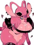  alien angel_(lilo_and_stitch) anthro big_breasts blue_tongue breasts choker cleavage clothed clothing disney ear_piercing experiment_(lilo_and_stitch) female fingerless_gloves fur gloves handwear huge_breasts jewelry legwear lilo_and_stitch necklace piercing pink_body pink_fur solo thick_thighs thigh_highs tongue underwear usa37107692 
