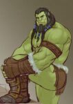  blizzard_entertainment fangs green_body green_skin hi_res humanoid humanoid_pointy_ears male muscular muscular_humanoid muscular_male nipples orc solo teeth thrall_(warcraft) warcraft ylnzei 