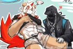  2023 abs absurd_res anthro arknights bulge canid canine canis clothed clothing collar cyanlocker detailed_bulge doctor_(arknights) domestic_dog duo fully_clothed fur genital_outline gloves hair handwear hi_res horn human hung_(arknights) hypergryph latex_gloves male male/male mammal mask medical_examination medical_instrument muscular muscular_anthro muscular_male orange_hair orange_horn orange_tail penis_outline scientific_instrument shirt_up studio_montagne tail tan_body tan_fur weibo white_body white_fur white_hair yellow_eyes 