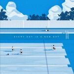  blue_sky cleaning cloud empty_pool english_text faceless hatelephant minimalism original people pool pool_ladder scenery sky 