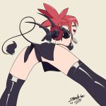  1:1 2023 bottomwear bra breasts butt butt_focus camel_toe clothed clothing demon demon_humanoid disgaea etna_(disgaea) fangs female genitals hair hi_res humanoid humanoid_pointy_ears looking_at_viewer looking_back looking_back_at_viewer not_furry open_mouth panties pussy rear_view red_eyes red_hair signature simple_background small_breasts smile solo spade_tail tail teeth text underwear zedrin 