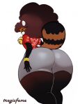  afro ailurid anthro bell big_butt bottomwear bracelet butt clothing gambaina_(character) hi_res jewelry looking_at_viewer male mammal presenting presenting_hindquarters red_panda shorts solo teapot_(body_type) thick_thighs tragicfame 
