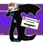  anthro clothing digital_media_(artwork) dragon drone dronification hair hi_res horn konory male mind_control reptile rubber rubber_clothing rubber_suit scalie simple_background smile solo tail teeth text tongue transformation white_body wings 