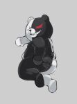  2023 anthro anus bear black_body black_butt black_nose blush butt danganronpa genetic_chimerism grey_background grin hi_res male mammal monokuma multicolored_body multicolored_butt nude red_eyes simple_background smile solo split_color spunkerart teeth two_tone_body white_body white_butt 