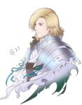  1boy armor autumn-sacura blonde_hair closed_mouth dion_lesage earrings final_fantasy final_fantasy_xvi jewelry short_hair shoulder_armor simple_background single_earring solo upper_body white_background yellow_eyes 