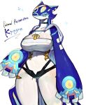  anthro blue_body breasts clothed clothing female generation_3_pokemon hi_res kyogre legendary_pokemon looking_at_viewer nintendo pokemon pokemon_(species) primal_kyogre primal_reversion simple_background solo togetoge 