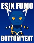  ambiguous_gender android anthro domestic_cat e621 esix felid feline felis fumo_(doll) gradient_background hi_res impact_(font) looking_at_viewer machine mammal mascot orange_eyes redcrystal robot simple_background sitting smile smiling_at_viewer solo text 
