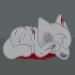  blood bodily_fluids cowering domestic_cat felid feline felis gooblie_2 gore grey_background grey_body hi_res isaac_(gooblie_ii) male mammal nude scared simple_background solo tail wounded 