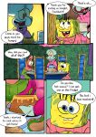  anthro asterozoan cephalopod clothed clothing coleoid comic detailed_background dialogue echinoderm english_text food group hi_res male marine mollusk nickelodeon octopodiform octopus on_model pancaketiffy patrick_star sea_sponge smile speech_bubble spongebob_squarepants spongebob_squarepants_(character) squidward_tentacles starfish text toony trio 