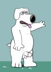  after_sex anthro balls bodily_fluids brian_griffin canid canine canis cum cum_dripping_from_penis domestic_dog family_guy genital_fluids genitals hi_res humanoid_genitalia humanoid_penis looking_tired male mammal penis slightly_chubby solo spurdies 