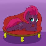  1:1 2021 absurd_res bedroom_eyes blue_eyes broken_horn cutie_mark digital_drawing_(artwork) digital_media_(artwork) equid equine eye_scar eyelashes facial_scar female feral flat_colors friendship_is_magic furniture hair hand_on_own_cheek hasbro hi_res horn looking_at_viewer lying mammal mohawk mrneo my_little_pony my_little_pony:_the_movie_(2017) narrowed_eyes on_front on_sofa pink_hair pink_tail pose purple_body scar seductive smile smiling_at_viewer sofa solo tail tempest_shadow_(mlp) unicorn 