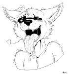  &lt;3 2021 ahegao anthro blush blush_lines bodily_fluids drooling eyewear fan_character fangs fur headshot_portrait hi_res inner_ear_fluff looking_at_viewer looking_pleasured male marcushunter monochrome motion_lines open_mouth orgasm_face portrait saliva saliva_on_tongue saliva_string signature solo sunglasses sweat teeth tongue tongue_out tuft twitching 