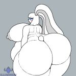 2023 anthro areola bangs belly big_areola big_belly big_breasts big_butt big_ears big_nipples blue_eyes blunt_bangs blush blush_stickers breasts butt cooki_max cotton_tail curvy_figure digital_media_(artwork) eyelashes female grey_areola grey_background grey_nipples hair huge_breasts huge_butt huge_hips huge_thighs hyper hyper_butt hyper_hips hyper_thighs illuminion_(artist) lagomorph leporid long_ears looking_at_viewer looking_back lopped_ears mammal nipples nude obese obese_anthro obese_female overweight overweight_anthro overweight_female pixel_(artwork) puffy_areola rabbit rear_view side_belly simple_background smile solo standing thick_thighs venus_figure voluptuous watermark white_body white_hair wide_hips 
