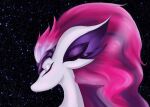  ambiguous_gender eyes_closed hair hi_res long_hair lucky_lantern markings mouthless multi_eye pink_hair purple_eyelids purple_markings solo space species_request white_body white_eyelids 