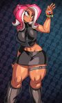  agent_8_(splatoon) animal_humanoid big_breasts black_body black_clothing black_skin blush boots bottomwear breasts brown_body brown_eyes brown_skin captainkirb cephalopod cephalopod_humanoid clothed clothing dark_body dark_skin digital_media_(artwork) female footwear hair hi_res huge_breasts humanoid marine marine_humanoid mollusk mollusk_humanoid navel nintendo octarian octoling pseudo_hair red_hair skirt sleeveless_shirt solo splatoon tentacle_hair tentacles 