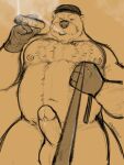  2023 anthro areola balls barazoku biceps bodily_fluids chest_fur cigar clothing digital_media_(artwork) dominant dominant_anthro dominant_male ear_piercing ear_ring erection eyebrows facial_hair first_person_view foreskin fur genital_fluids genitals glans gloves hairy handwear hat headgear headwear hi_res humanoid_genitalia humanoid_penis kaz_(werewhisky) leash leashed_pov male mammal manly mostly_nude musclegut muscular muscular_anthro muscular_male mustache mustelid navel nipple_piercing nipple_ring nipples otter pecs penis piercing precum retracted_foreskin ring_piercing sketch smoke smoking solo submissive submissive_pov tail vein veiny_penis werewhisky 