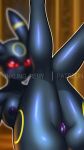  anthro areola big_breasts black_body breasts butt eeveelution female generation_2_pokemon genitals hi_res legs_up looking_at_viewer nintendo nipples octoling_ghaul plump_labia pokemon pokemon_(species) pokemorph pussy red_eyes solo umbreon 