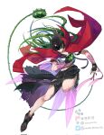  1girl bancholilimon banchou black_eyes black_footwear cape delinquent digimon digimon_(creature) full_body hair_vines highres monster_girl nail_polish plant_girl red_cape simple_background solo twitter_logo twitter_username watermark white_background yo-yo youzaiyouzai112 