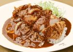  absurdres cabbage curry dated food food_focus highres meat no_humans original plate rice sauce signature tainosuke 