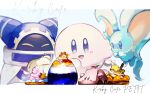 absurdres animal_ears blue_eyes car-mouth_cake cherry closed_eyes disembodied_limb elfilin food fruit gloves highres higuchi_megumi kirby kirby_(series) kirby_cafe magolor mask meta_knight mouse_ears no_humans notched_ear smile solid_oval_eyes star_(symbol) 